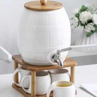 创意客厅泡茶壶耐热高温带龙头凉水壶 陶瓷冷水壶家用水杯杯具套装
