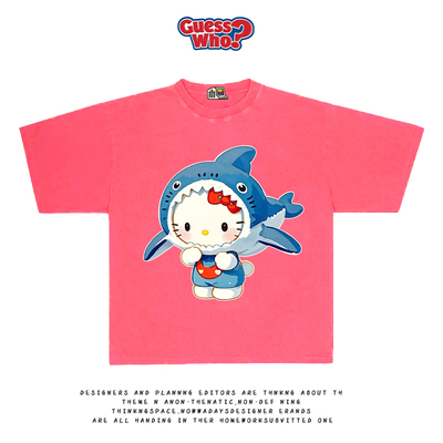 萬物All Nature夏季新款艺术家系列插画鲨鱼hellokittyT恤短袖tee