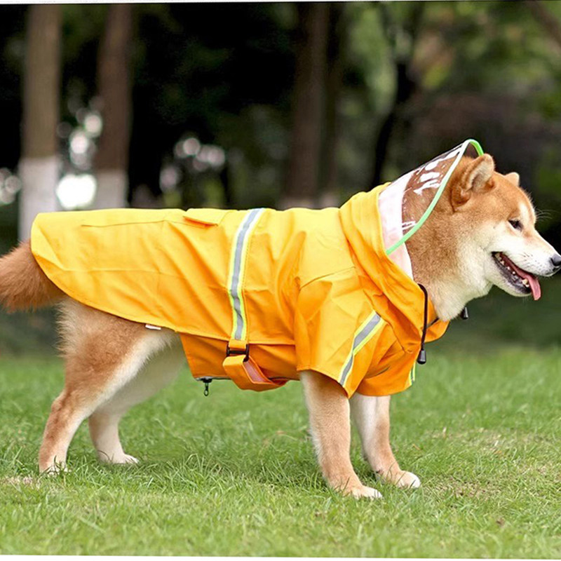 狗狗雨衣拉链式可牵引夜间可反光图片
