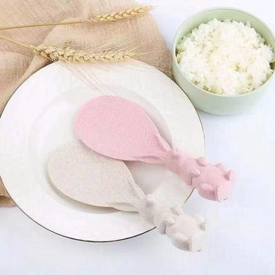 勺子可爱松鼠饭勺可站立家用饭勺不粘米非兔子饭勺小麦秸秆小塑料