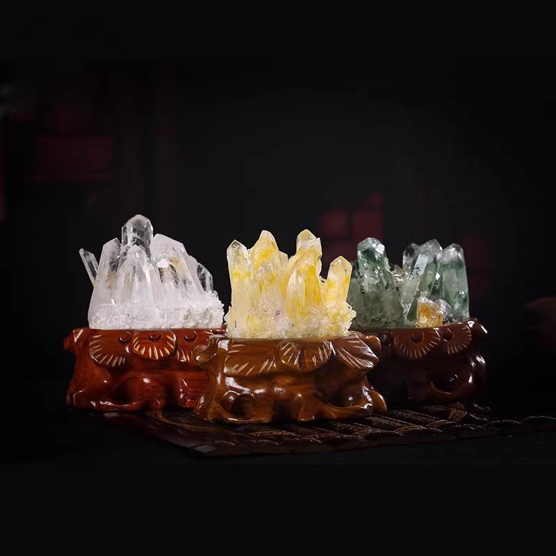 居龙阁原矿活水晶簇充能消磁原石净化摆件绿幽灵聚宝盆乔迁新居旺