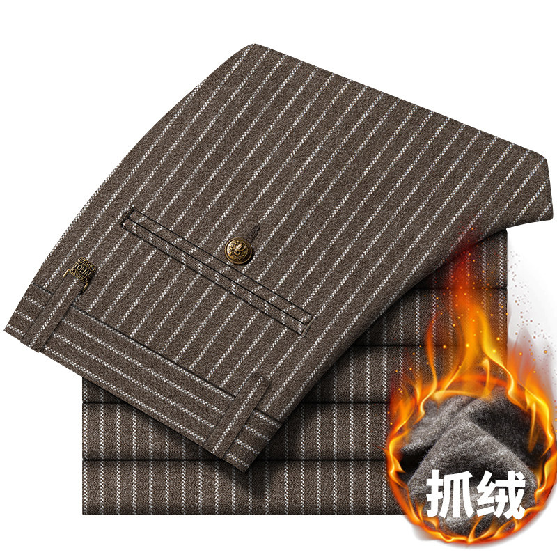 男裤秋冬款休闲裤男直筒条纹裤子男毛呢裤男冬季磨毛加厚男士西裤,男装,休闲裤,淘宝优惠券,粉丝福利购,淘宝优惠卷