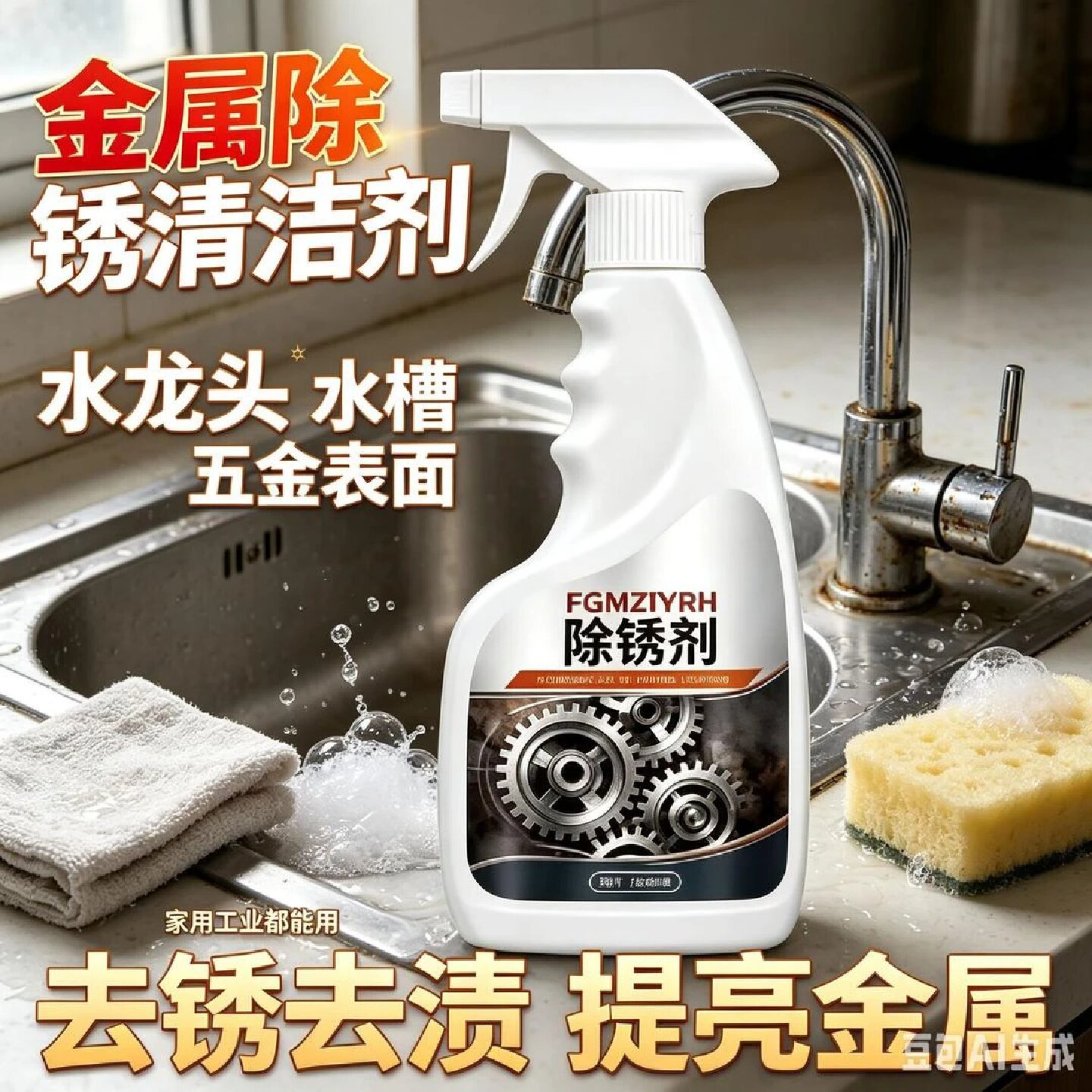 FGMZIYRH除锈剂自行车链条门锁快速清洗不锈钢五金强力去铁锈喷雾