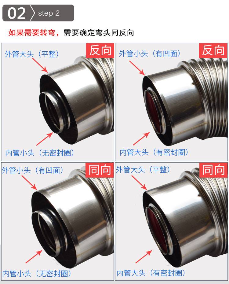 壁挂炉双层排烟管不锈钢排气管弯头烟筒林内燃气热水器锅炉烟囱