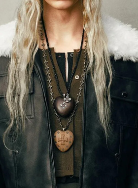 25年上新*繁星爱心木头项链爆款时尚设计长款毛衣链饰品礼物