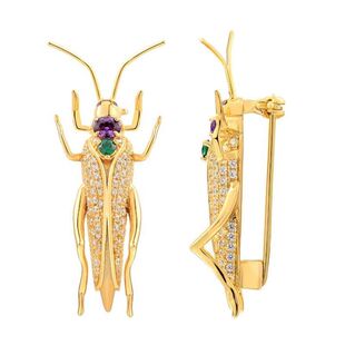 张信哲同款蚂蚱胸针高档设计感小众个性固定衣服防走光胸针扣