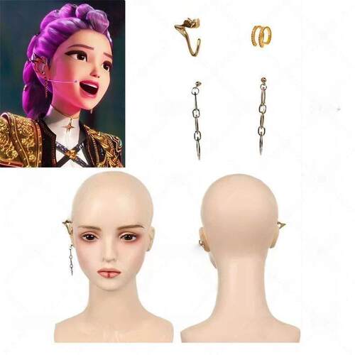2025Rumi鲁米cos耳夹 KPOP猎魔女团耳环二次元RUMI乐队周边链条耳