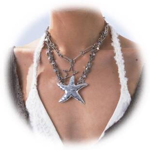 新款2024年流浪部落海洋之星五角星海星项链百搭锁骨链情侣