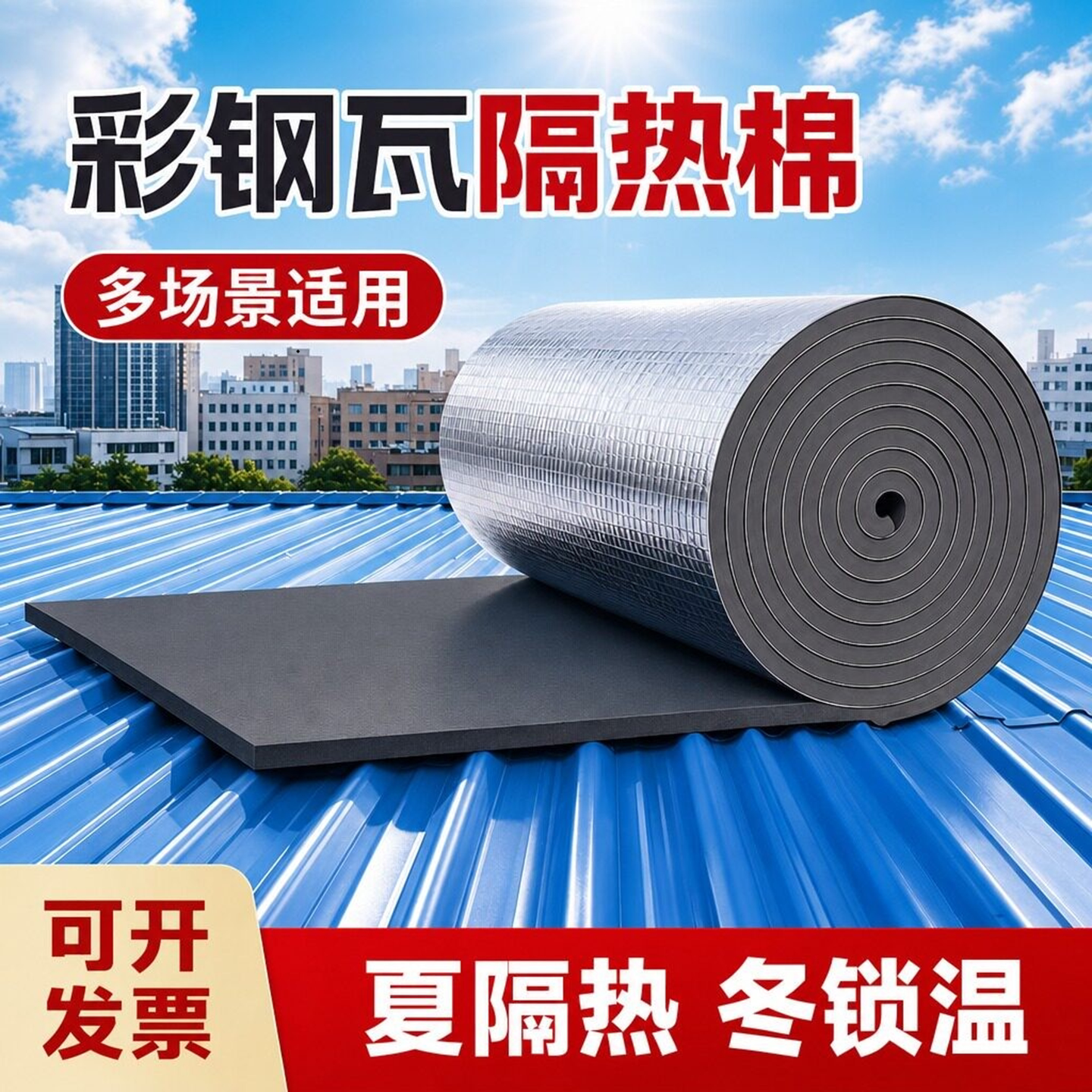 隔热棉保温棉自粘橡塑铝膜隔热板