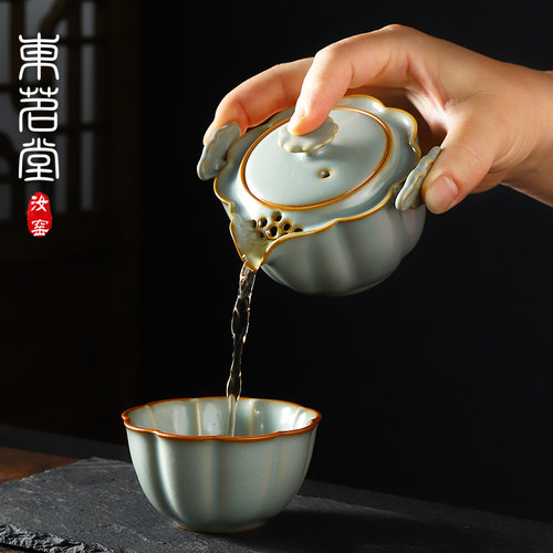 东茗堂汝窑手抓壶盖碗专利外观