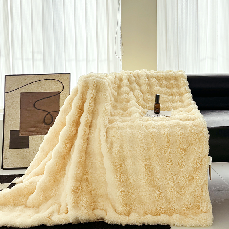 皇冠仿兔毛双层毯办公室午睡毯沙发盖毯休闲毯