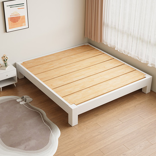 全实木榻榻米排骨架床架无床头床可定制任意尺寸民宿无靠背床矮床