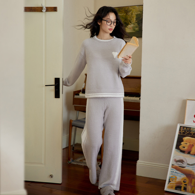 微醺小姐女半边绒家居服套装