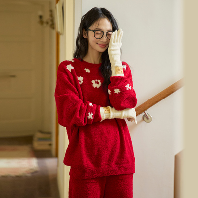 微醺小姐半边绒加绒家居服