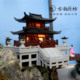 二层古殿摆件盆景假山微景观造景通用中式 古建筑装 饰模型古韵环保