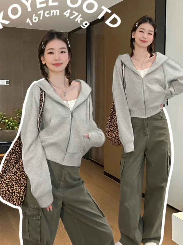Короткий худи на молнии, весенняя куртка, тонкий кардиган, slim fit, для подростков