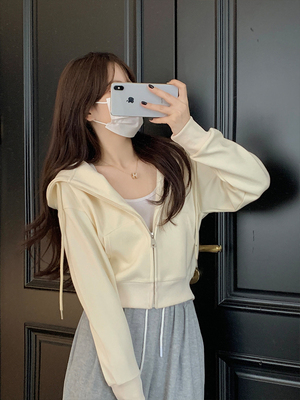 小个子秋季开衫短款卫衣外套女初秋2025新款春秋拉链短上衣入秋