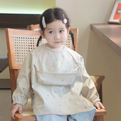 MoriBaby丹麦宝宝长袖 罩衣反穿衣吃饭围兜防水婴儿饭兜防脏喂儿童