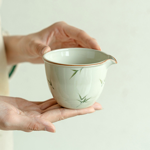 观策器隐纯手绘筱竹公道杯家用茶汤分茶器匀杯陶瓷茶海公杯零配件