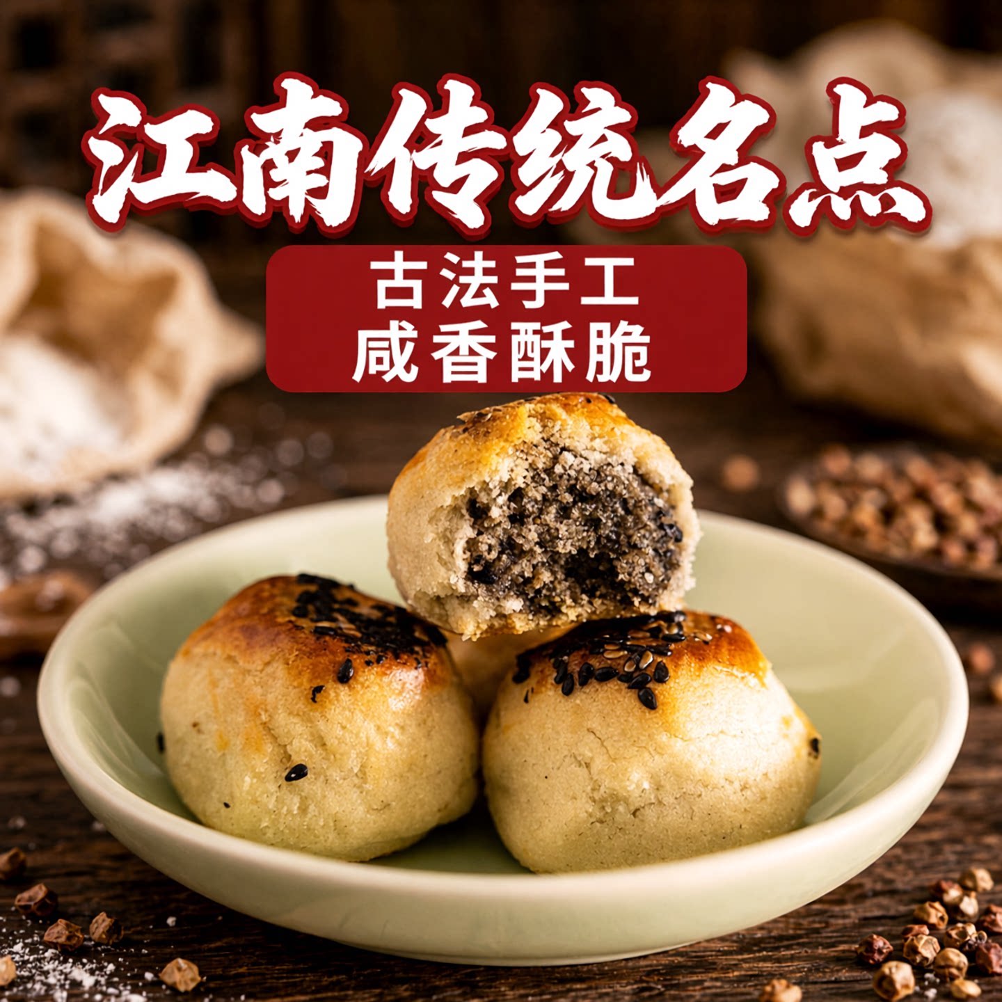 .小烧饼咸味老式传统糕点椒盐酥饼浙江杭州绍兴零食特产小吃