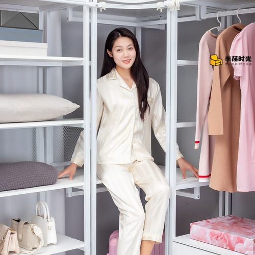 开放式金属框架衣柜铁艺步入式衣帽间自制架子卧室组合落地挂衣架