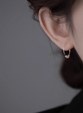 925纯银耳环碎银几两复古耳圈女小众设计感耳扣2026新款爆款耳饰