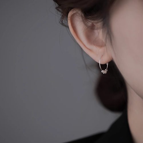 999纯银耳环碎银几两复古耳圈女