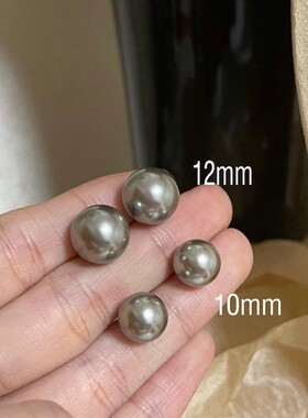 999纯银施家珍珠耳钉女灰色珍珠耳环轻奢小众设计高级感气质耳饰