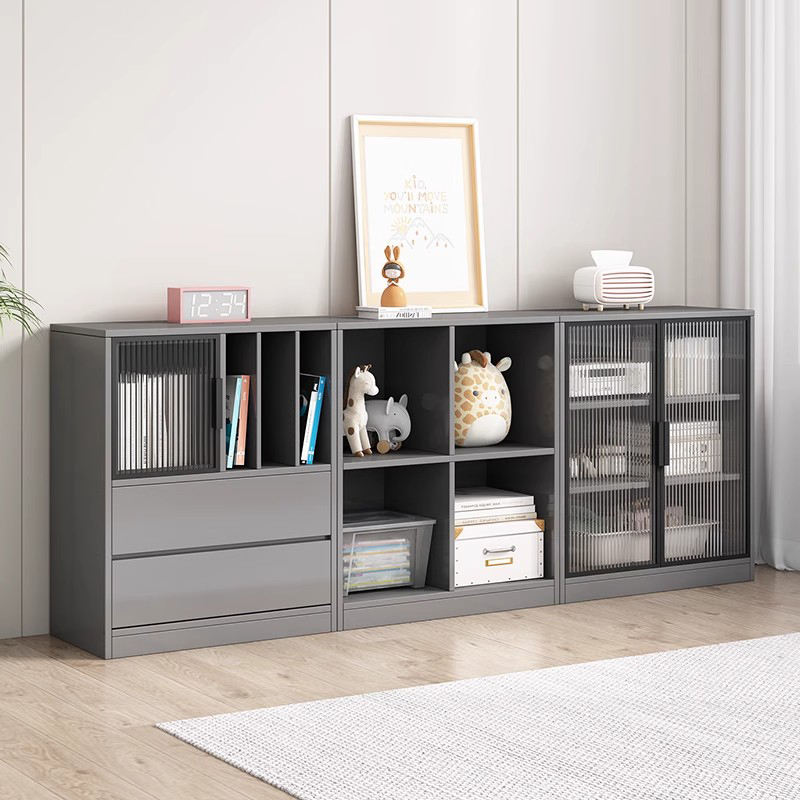 蜂窝铝玻璃门轻奢书柜书架客厅家用手办陈列落地置物架展示儿童柜