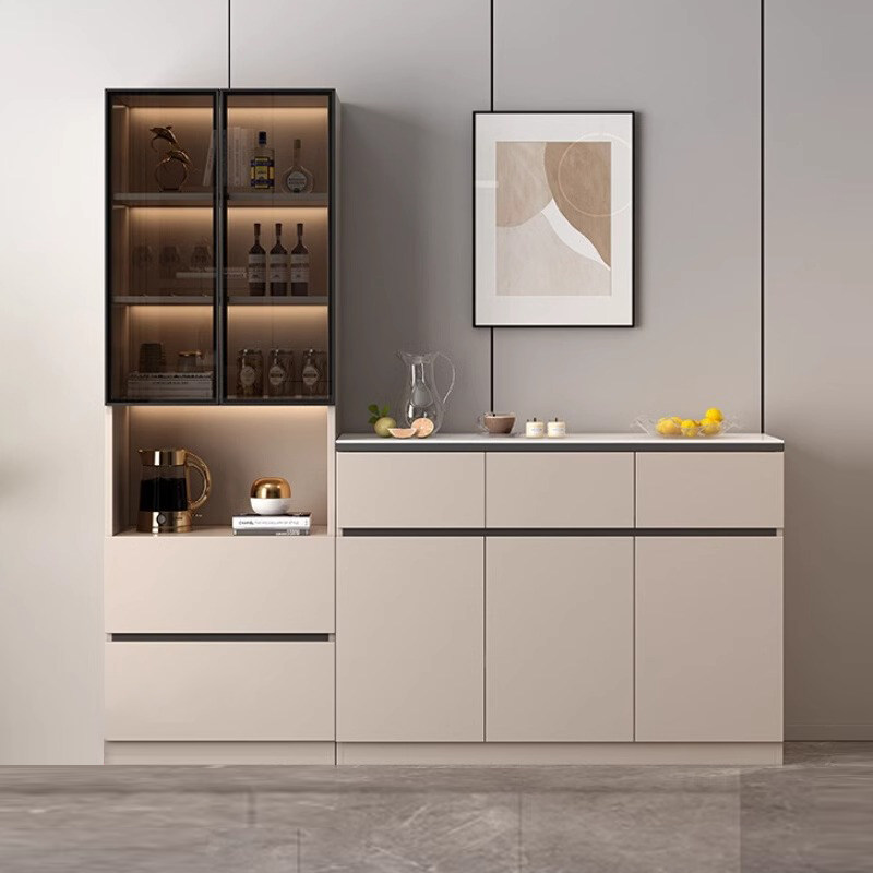 餐边柜铝合金简约小户型家用酒柜靠墙一体大容量储物柜客厅置物柜