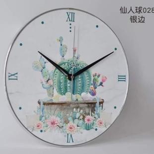 现代家用时尚 钟表创意石英简约客厅北欧挂钟大理石静音个性 仿挂钟