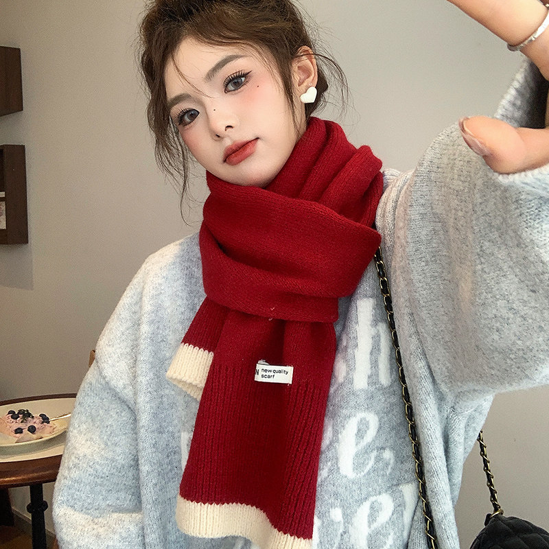 圣诞新年礼物红色围巾女2025新款冬加厚保暖高级感撞色氛围感围脖,服饰配件/皮带/帽子/围巾,围巾/丝巾/披肩,淘宝优惠券,粉丝福利购,淘宝优惠卷