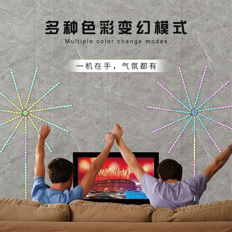 声控烟花灯带自粘拍手感应幻彩变色led串灯条卧室客厅装饰氛围灯
