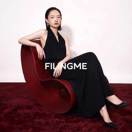 菲埃琳FILINGME 26挂脖露背裙高腰显瘦A字摆醋酸连衣裙女