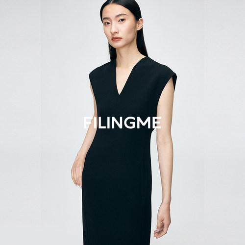 FILINGME无袖V领修身连衣裙