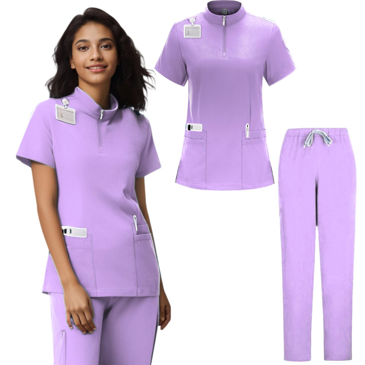 手术服套装制服女士慢跑裤医院药房工作服柔软微弹洗手衣SPA短袖