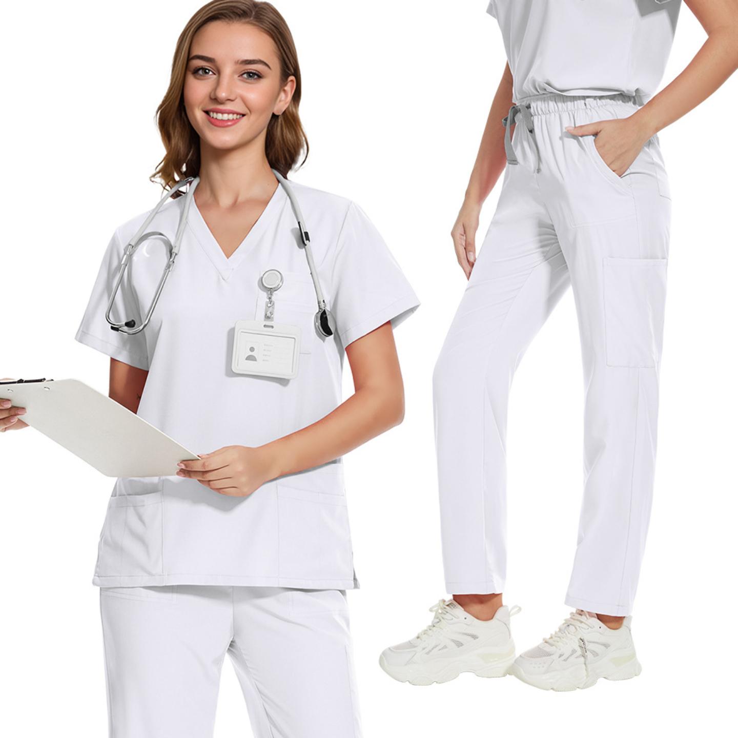 手术服V领短袖医院护士服工作服套装洗手衣男女现货亚马逊