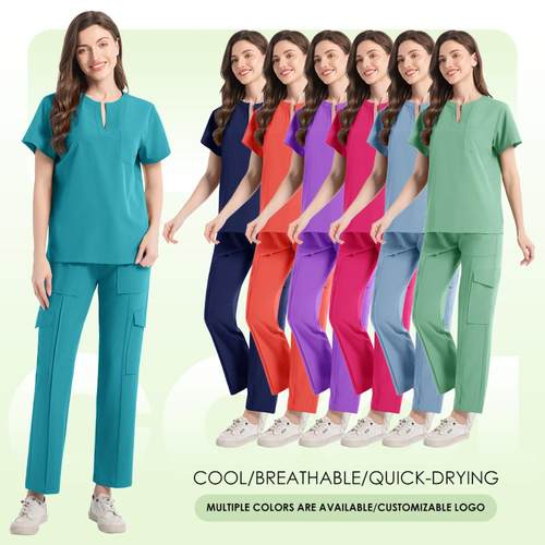 新品V领分体式医护工作制服口袋直筒裤男女洗手衣手术室工作服