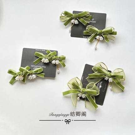女童甜美超仙铃兰花发夹儿童蝴蝶结发卡刘海夹边夹百搭发饰头饰品