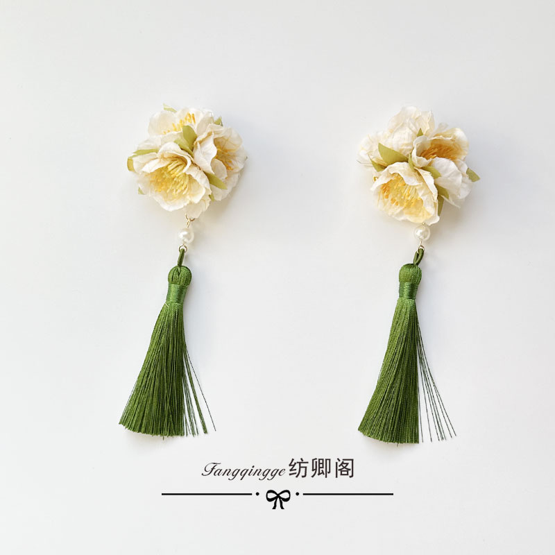 假花头饰焦边女童古风女儿童发夹图片