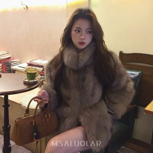 MSALUOLAR罗拉小姐“小步舞曲”芬兰进口SAGA狐狸毛腹毛皮草外套