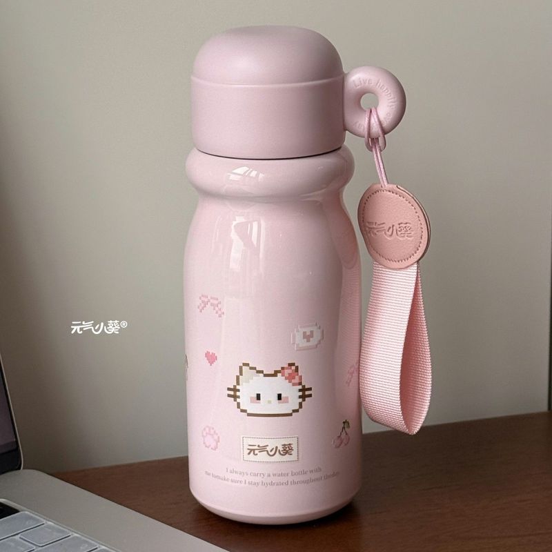 ins女生高颜值粉色少女保温杯学生小众大容量便携双饮可爱吸管杯