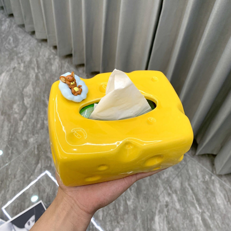 ins风奶酪趣味纸巾盒家用客厅茶几餐桌卧室陶瓷高颜值装饰抽纸盒