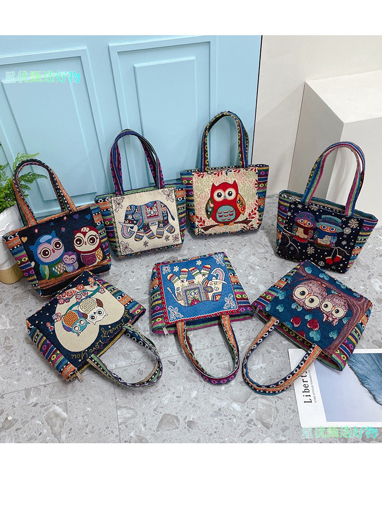 대용량 캔버스 가방 여성 2024 새로운 핸드백 외출 자수 내구성과 강한 작업 핸드백 여성 가방