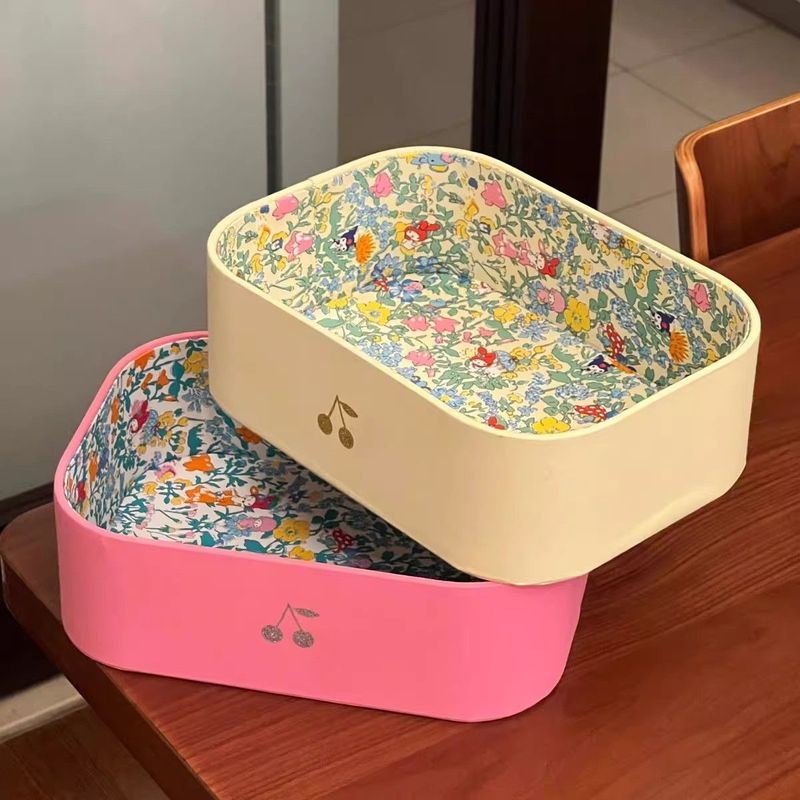 韩国樱桃零食收纳少女化妆饰品收纳神器彩色收纳桌面碎花收纳