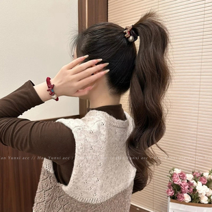 小马圆珠橡皮筋头绳高级感小肠发圈女高弹力百搭扎马尾发饰发绳