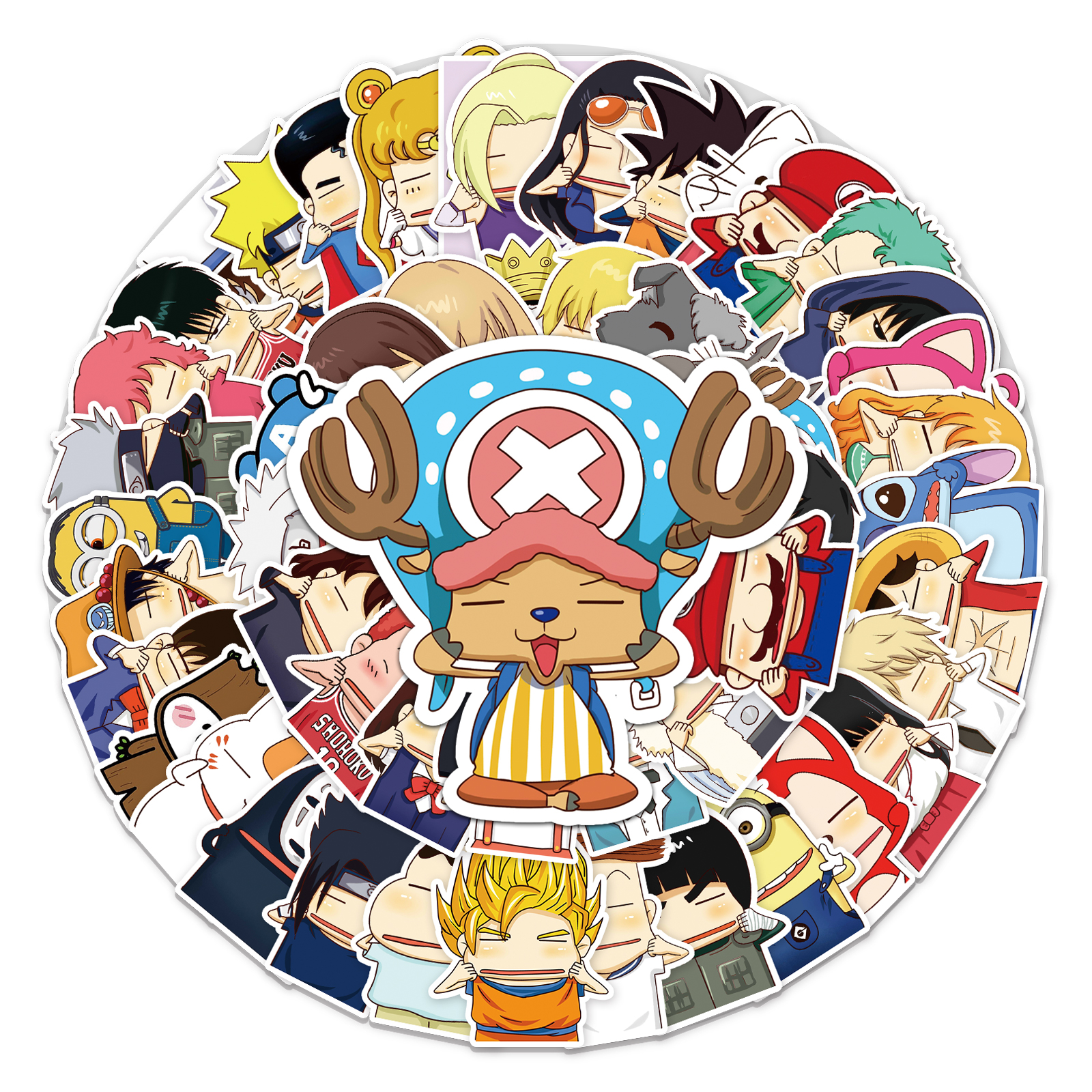 50张不重复捧脸大头贴纸行李箱笔记本可爱diy防水卡通装饰贴画