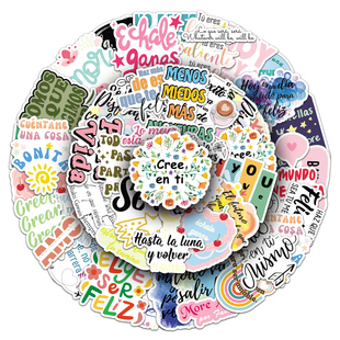 100张励志西班牙语贴纸简约清新语言学习电脑咕卡笔记本手账贴纸