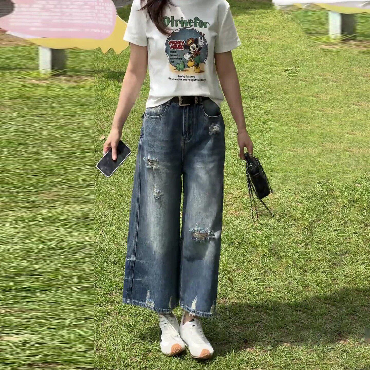 复古深蓝色九分破洞牛仔裤女薄款2026小个子高腰显瘦宽松阔腿裤夏
