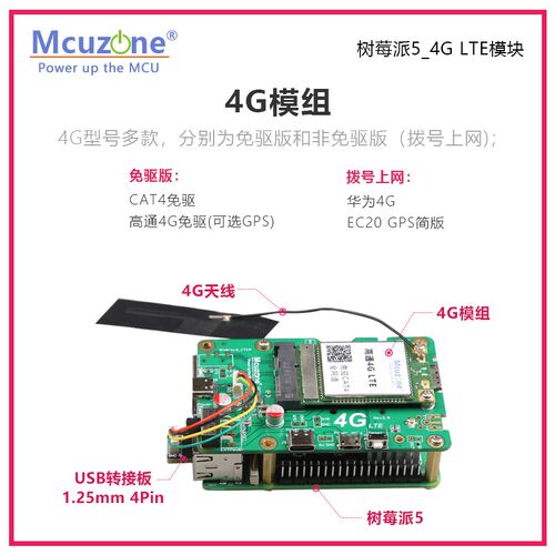树莓派5专用4G LTE模块免驱免拨号或拨号上网(M4GUSB) CAT4高通4G